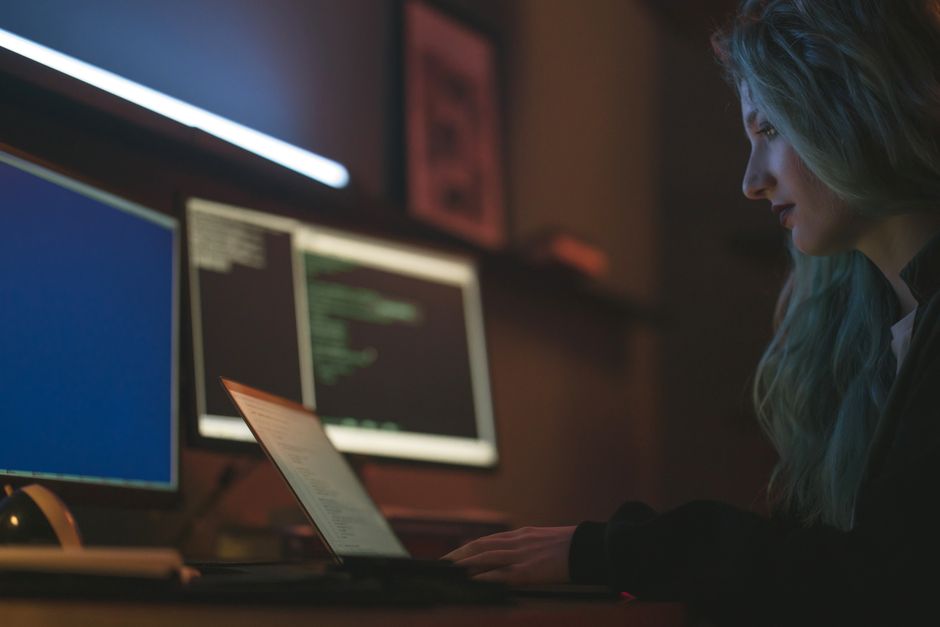 developer working late night coding