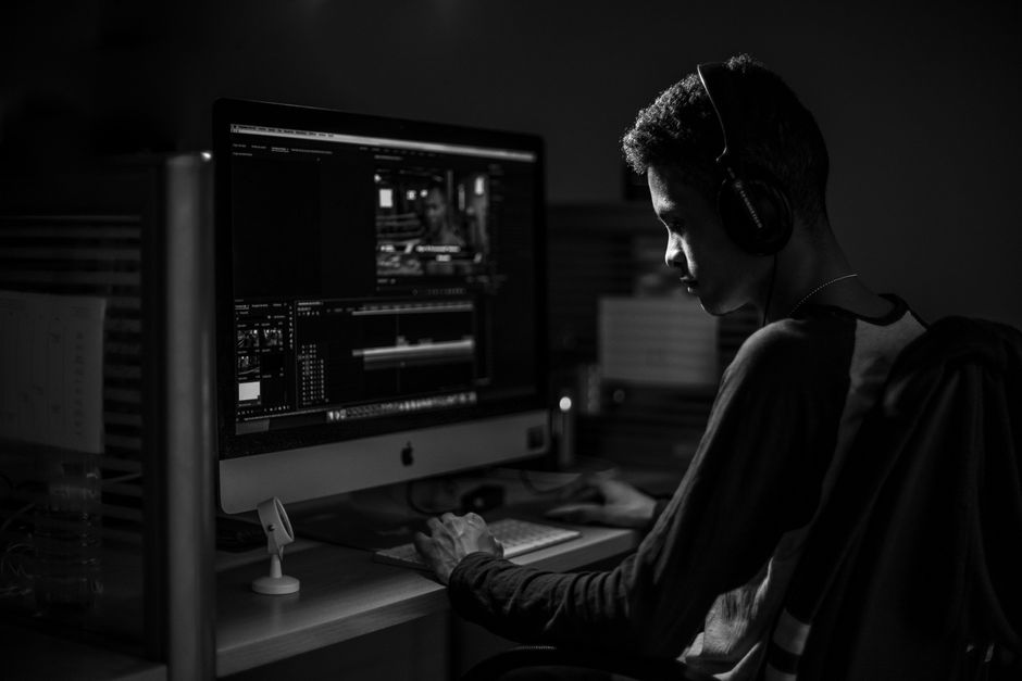 developer working with video editing software