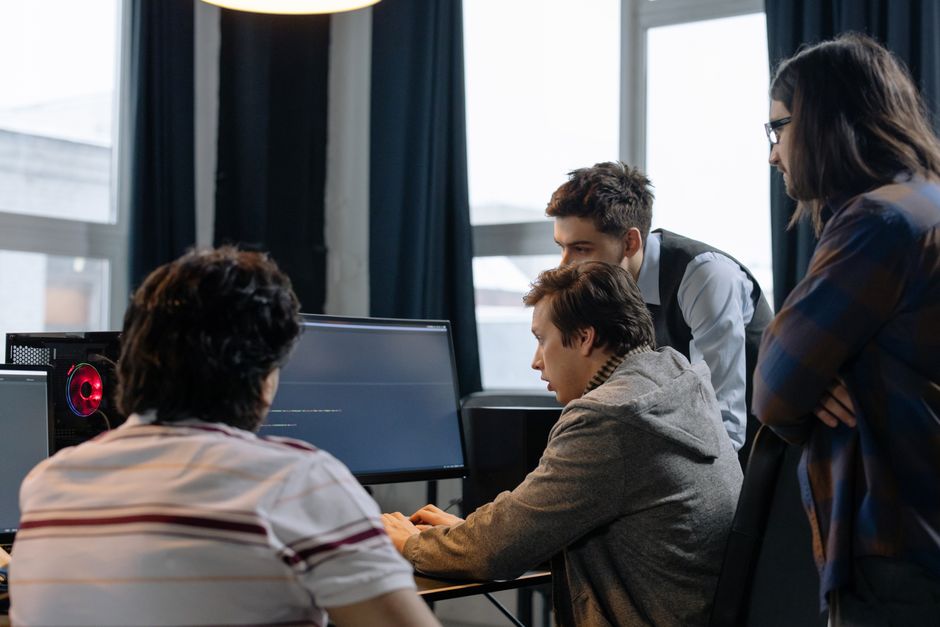 small game development team working together