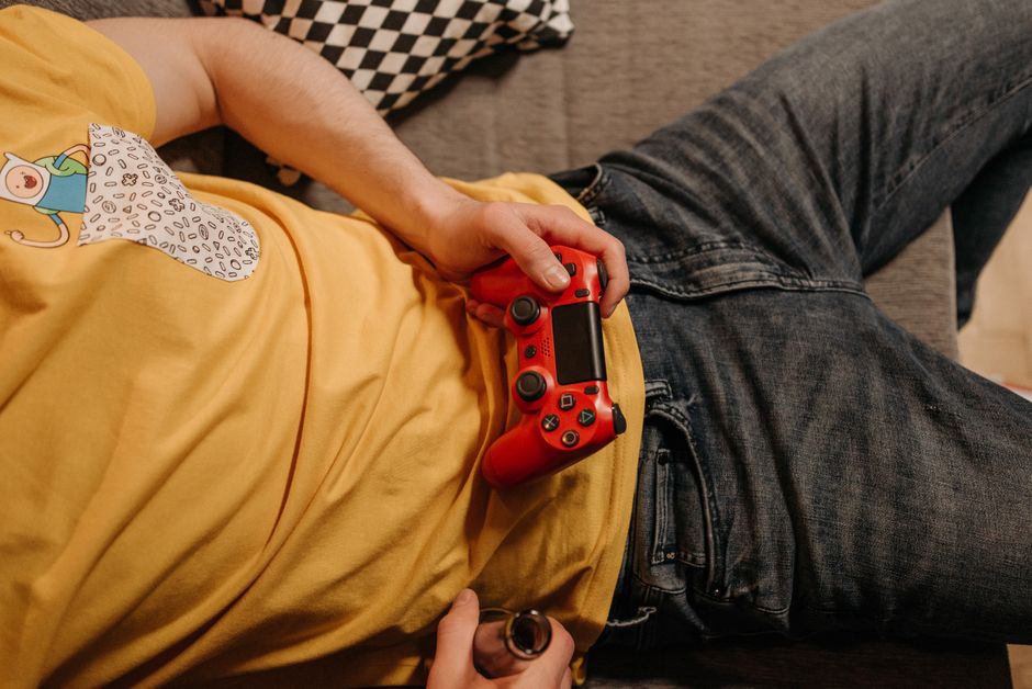 person playing video game relaxation therapy